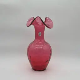 Fenton Cranberry Coin Dot Vase