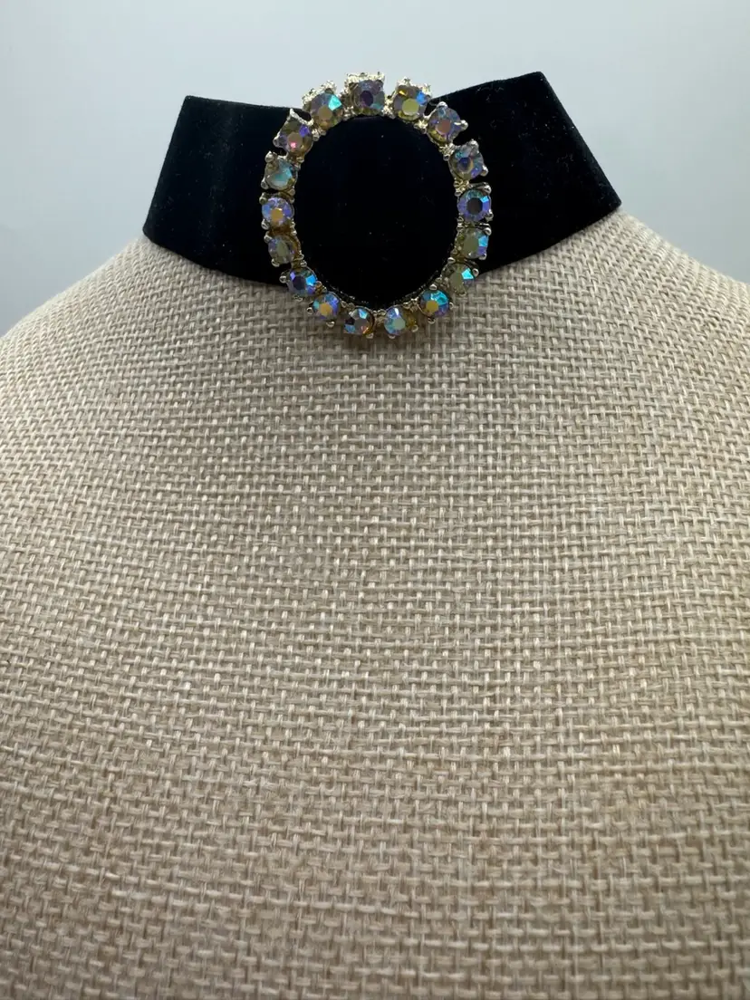 1950’s Aurora Borealis Choker Velvet Necklace