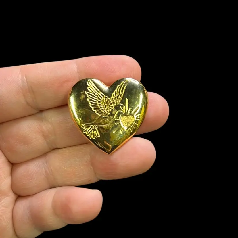 Small Heart With Dove Brooch