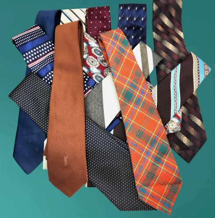 12 Preowned Mens Neck Tie Bundle, Many Brands Including YSL, JC.Penny, Towne Squ