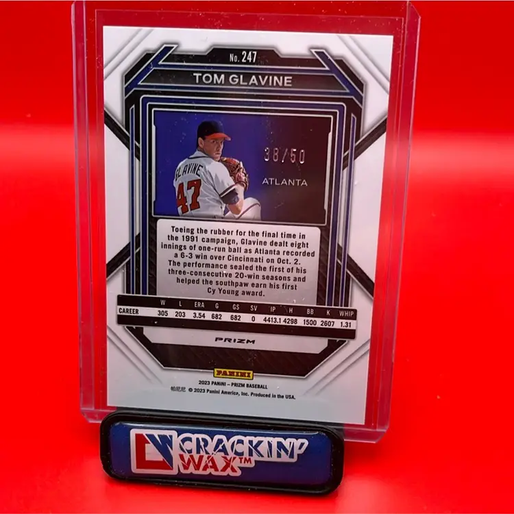 Tom Glavine 2023 Panini Prizm Orange Wave Prizm 38/50 Atlanta Braves