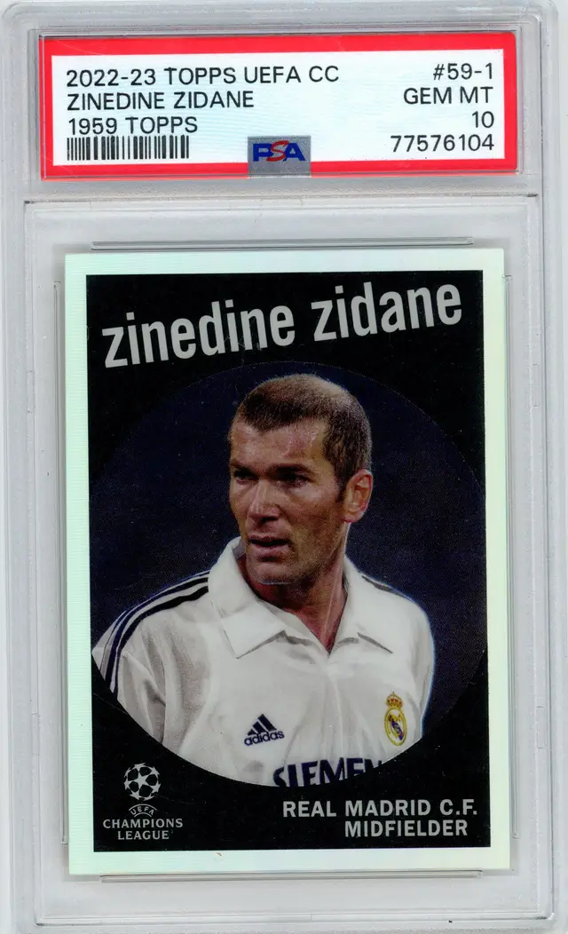 2022-23 Topps UEFA ZINEDINE ZIDANE #59-1 1959 Topps REAL MADRID PSA 10 GEM MT