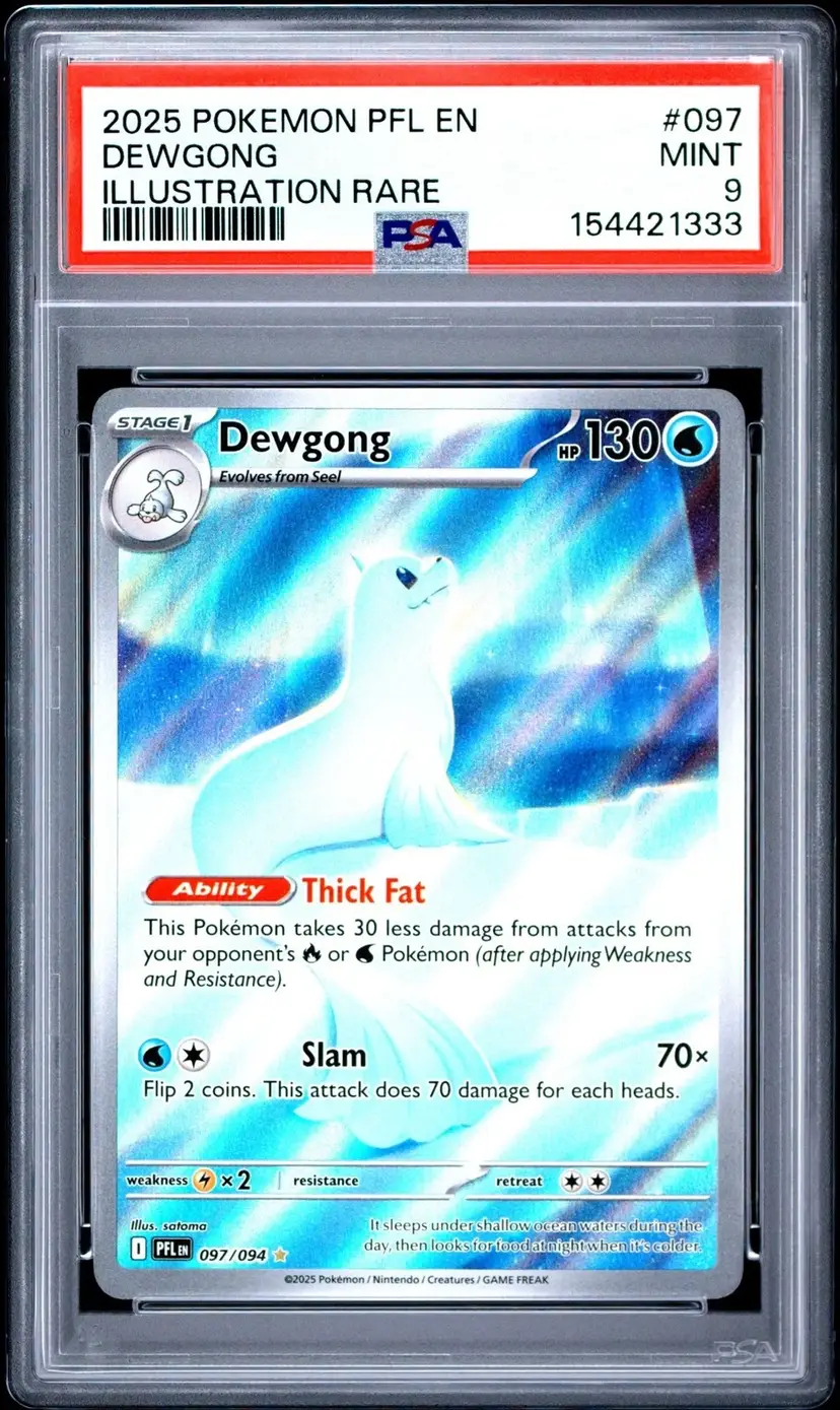2025 Pokemon Phantasmal Flames Dewgong Illustration Rare PSA 9 Mint #097/094