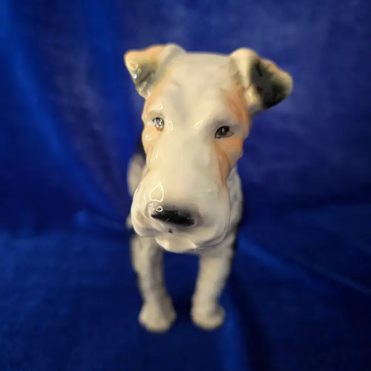 204  Ceramic Wire Fox Terrier Tri-Color Show Stack VTG 1950s Japan