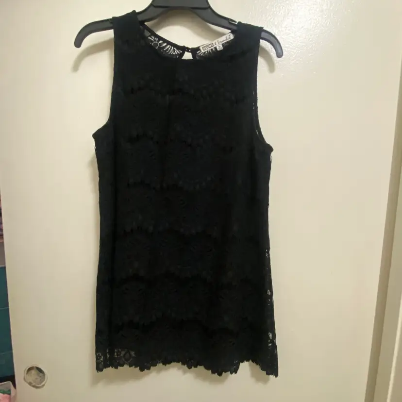 Gypsies & Moondust Womens All Black Lace Tank Top M Medium 38” Goth Lattice