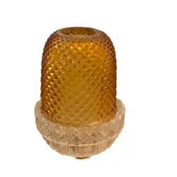 Antique Samuel Clarke Amber Cricklite Fairy Lamp Circa 1880’s to 1910 4”x 3”