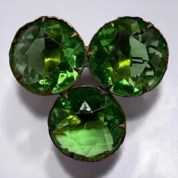 Antique Art Deco Green Clover Cluster Brooch Pin Large Faceted Crystal Austrian