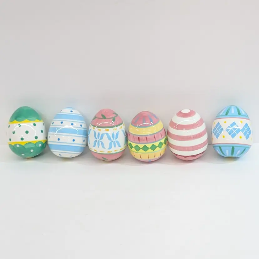 Vintage Andrea by Sadek Ceramic Hand Painted Easter Eggs Set of 6