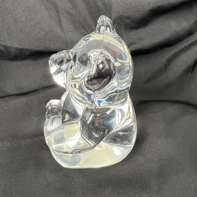Vtg Princess House Clear Crystal Teddy Bear Figurine Glass Animal Cottagecore
