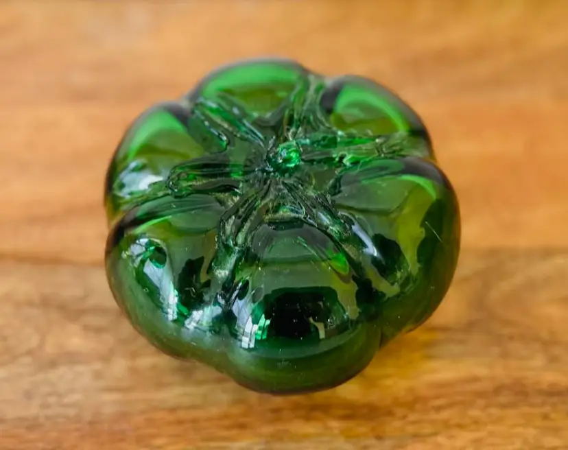 Vintage Glass Green Tomato Hand Blown Fruit Vegetable Kitchen Centerpiece Decor