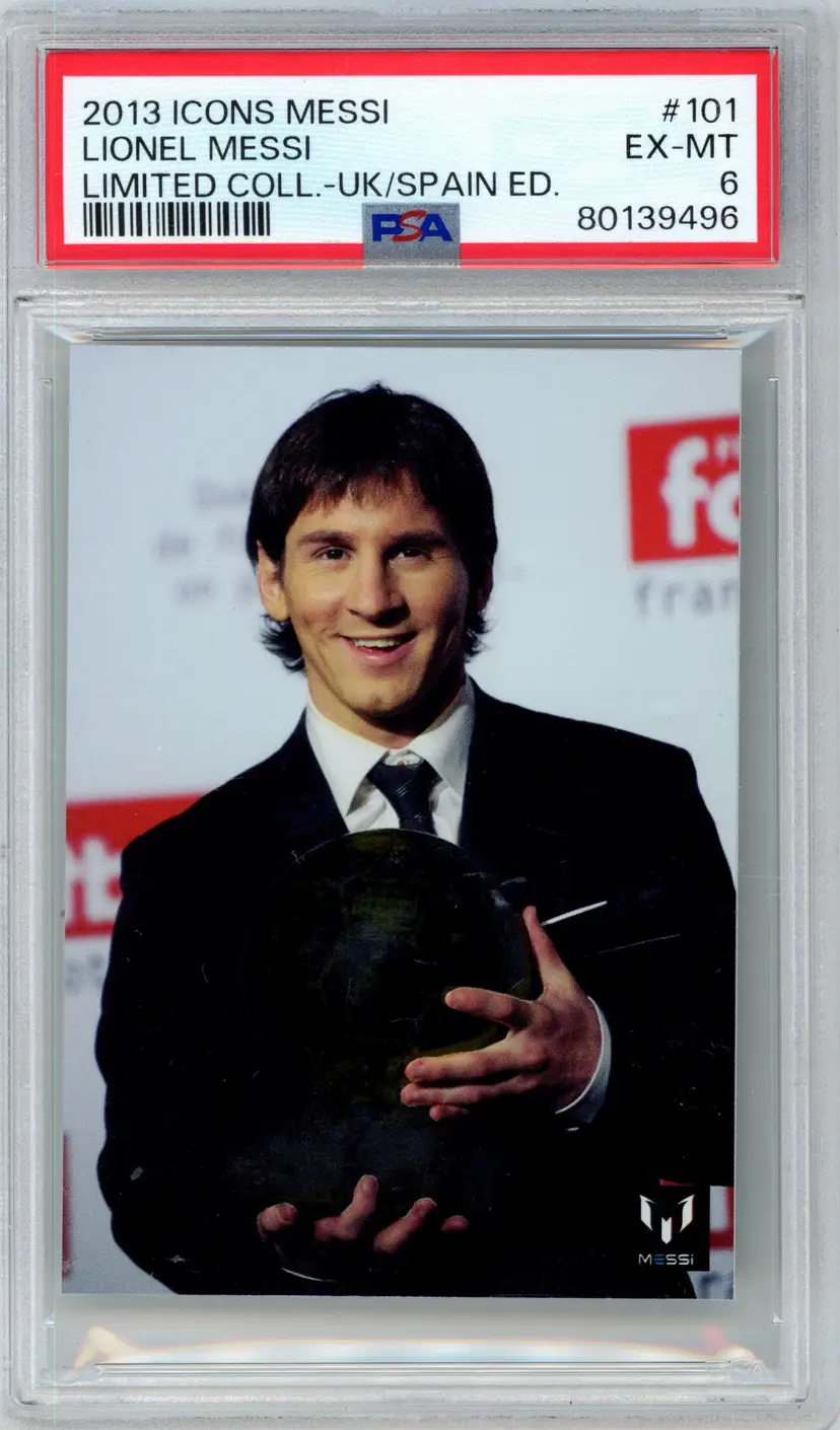 2013 Icons Messi LIONEL MESSI #101 Limited Collection UK/SPAIN Edition PSA 6 EX-MT