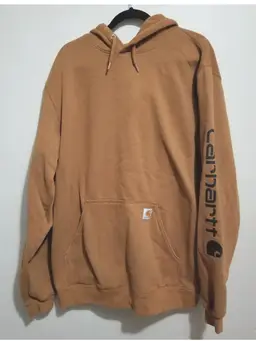 Carhartt Hoodie Men’s L  Logo Sleeve Loose Fit Graphic Sweatshirt Carhartt Brown