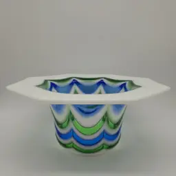 Murano-Style Hand-Blown Ocean Waves Art Glass Bowl