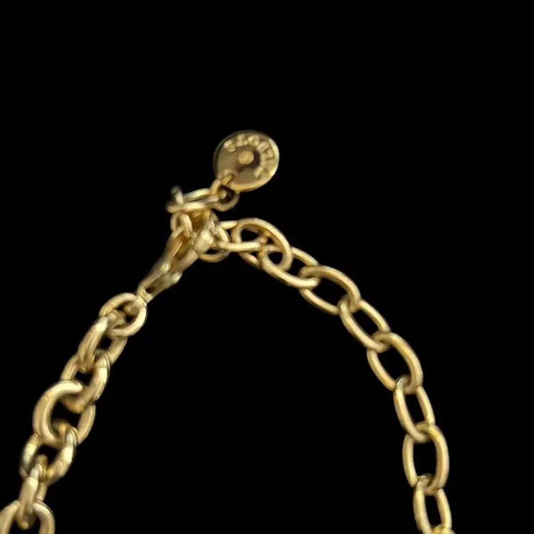 Talbots Jewelry Blue Shades Of Glass Beads, Moonstones?, On Gold Tone Vintage Necklace With Lobster Fastener 18”