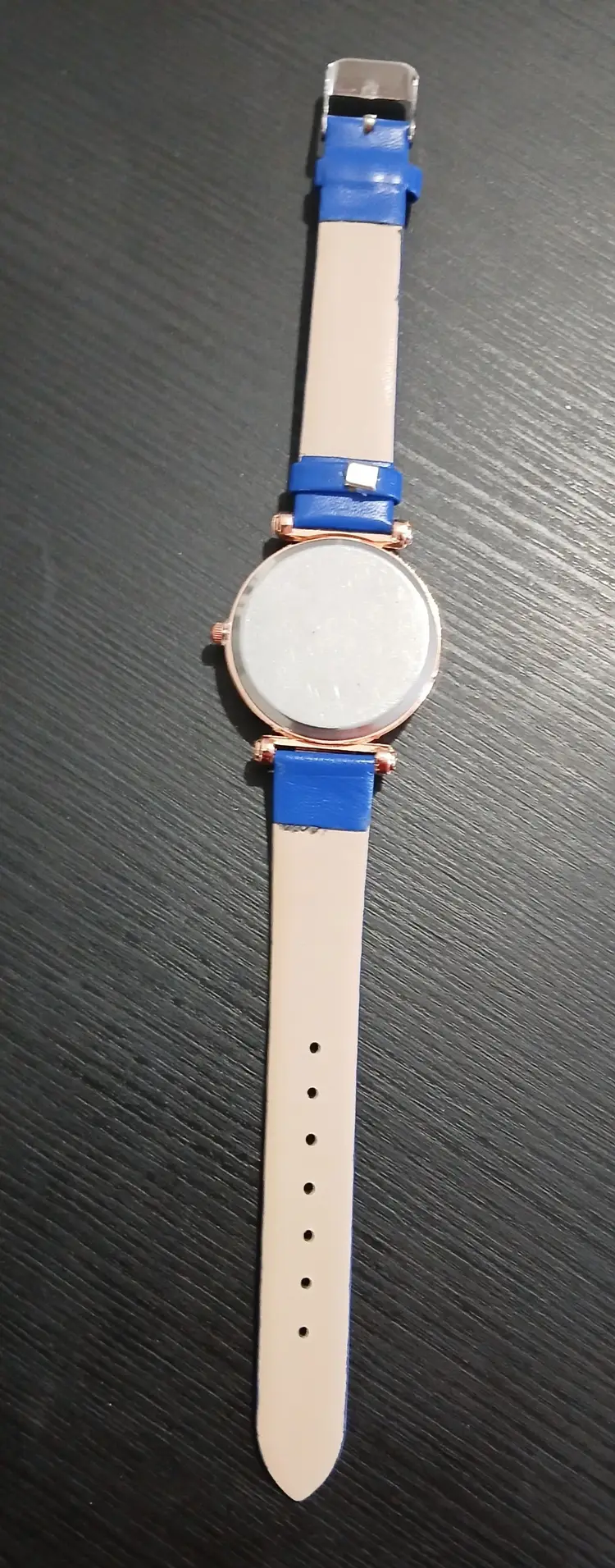 Women's Watch Diamond Heart Gold Bezel Blue Band Brand New Old Stock Needs Battery