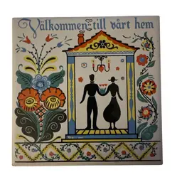 Rare Berggren Original Swedish style Ceramic Tile 1955 Trivet Design #133