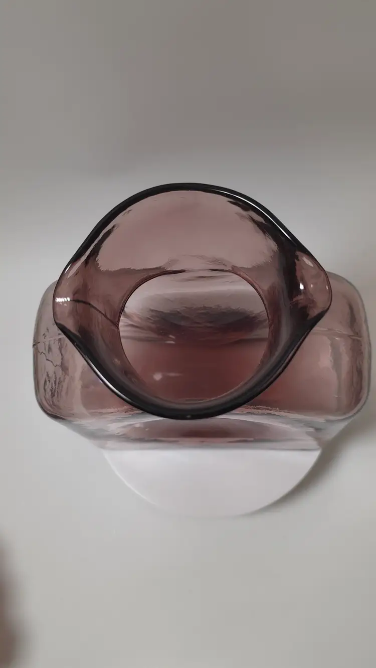 Vintage Blenko Double Spout Water Pitcher Bottle Amethyst Plum Orchid Purple