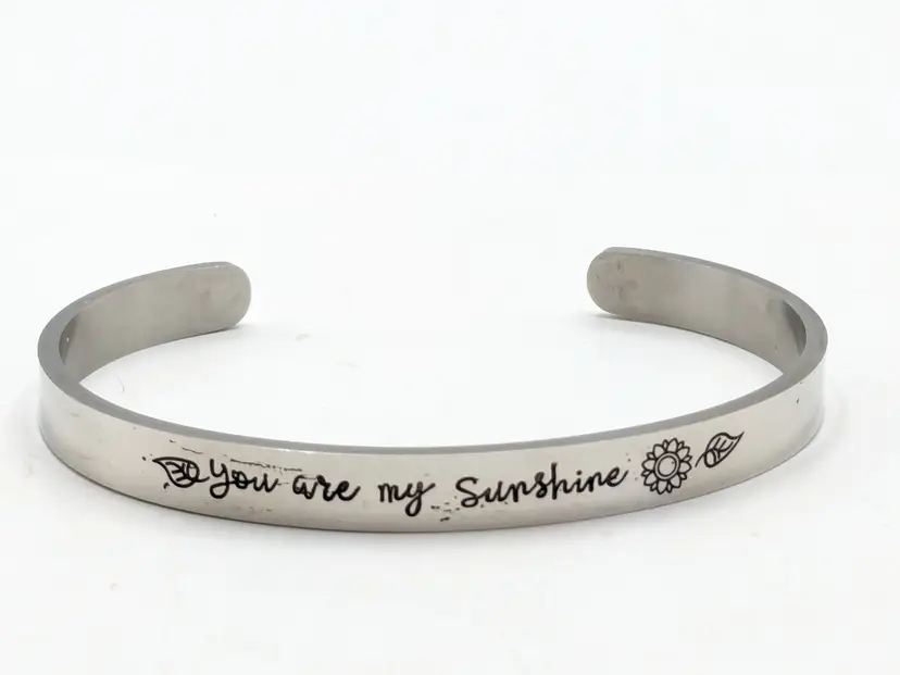 Silver Tone "You Are My Sunshine" Cuff Bracelet