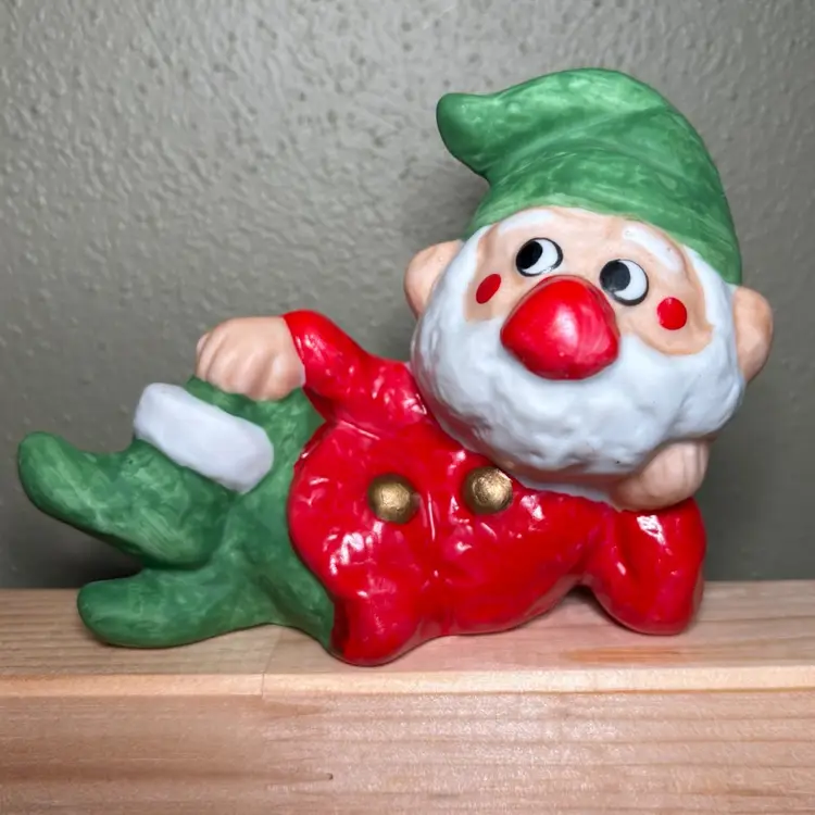 Vintage Ceramic Porcelain Christmas Dwarf Elf Gnome