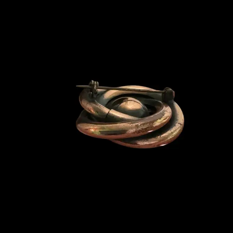Vintage Mid Century Copper Twisted Knot Brooch. Not Signed.  Believe To Be Renoir Or Mattese.