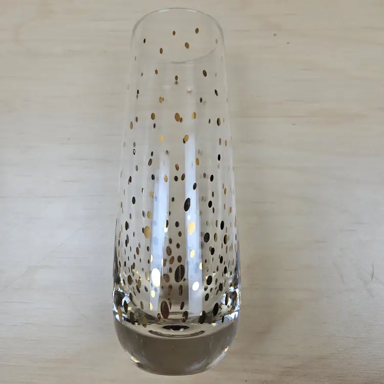 4 Vintage Mid Century Champagne Flute Gold Blown Glass Clear Stemless READ