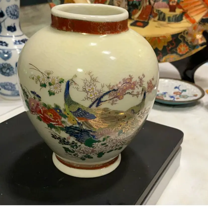 Satsuma Vase Signed Made In Japan. Has Crazing. Measures 4.5”x3.5