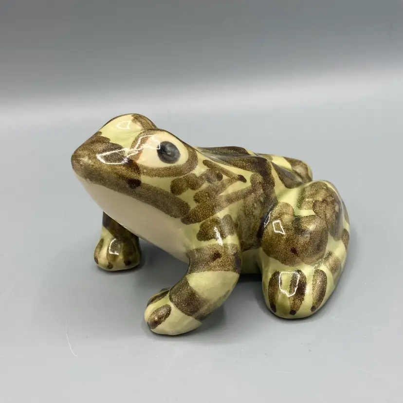 Vintage Brush McCoy Green Hand Painted Ceramic Frog Figurine - 4.25" Long