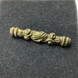 Antique Victorian Brass Bar Brooch Holding Hands Late 1800s 2”