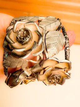 Vintage Sterling Unmarked Rose Bracelet