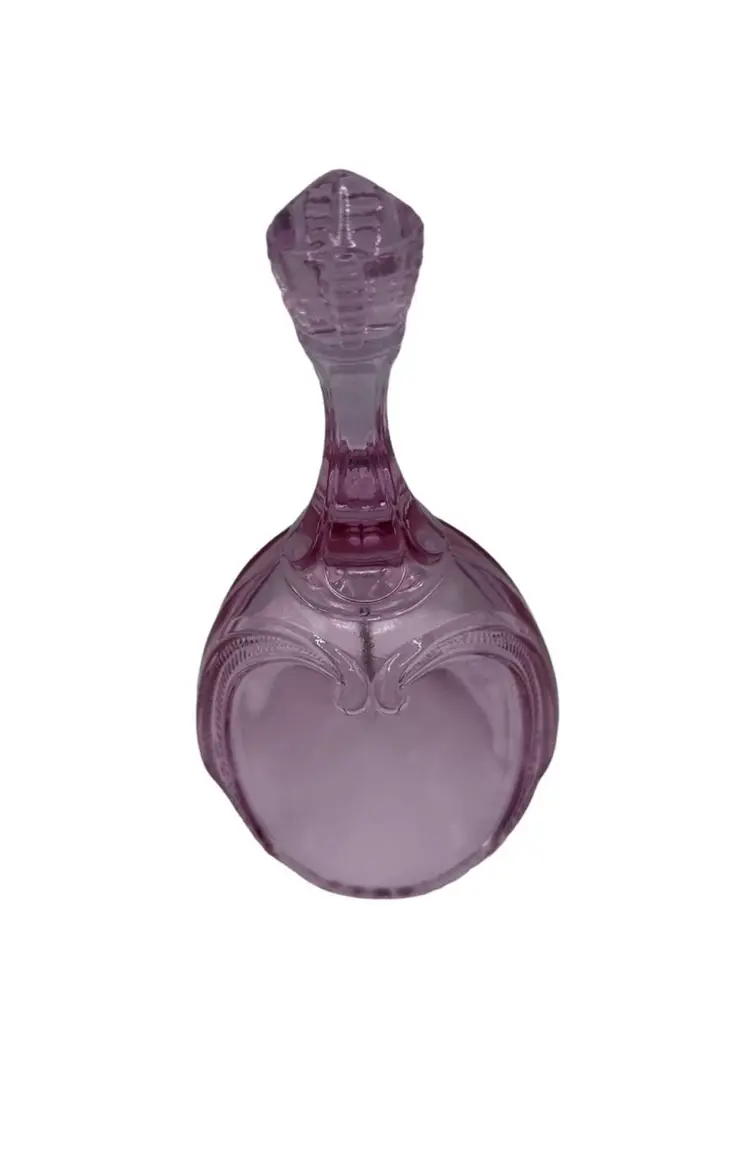 Fenton Pink Bell Empress Rose 2000 Art Glass Embossed Beads Scroll 7"