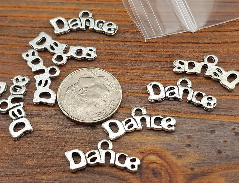 10pcs Silvertone Metal Dance Charms #BC113