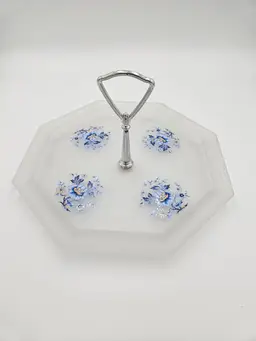 # B29 Westmoreland Satin Blue Floral Tidbit Tray
