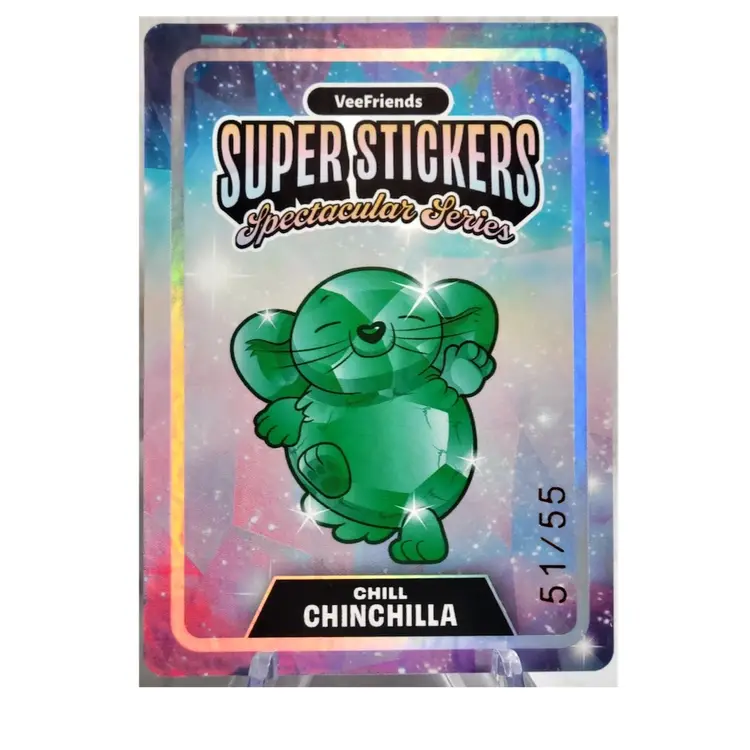 VeeFriends Spectacular Super Stickers Chill Chinchilla #/55 Emerald on Hologram