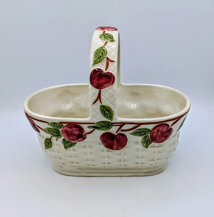 Franciscan Apple Basket Planter Portugal Ceramic Vintage 9x8x6