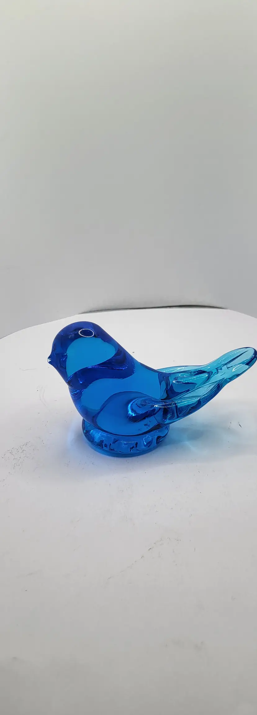 Vintage Blue Bird of Happiness Signed Leo Ward 2006 Glass Bird Figurine 3"