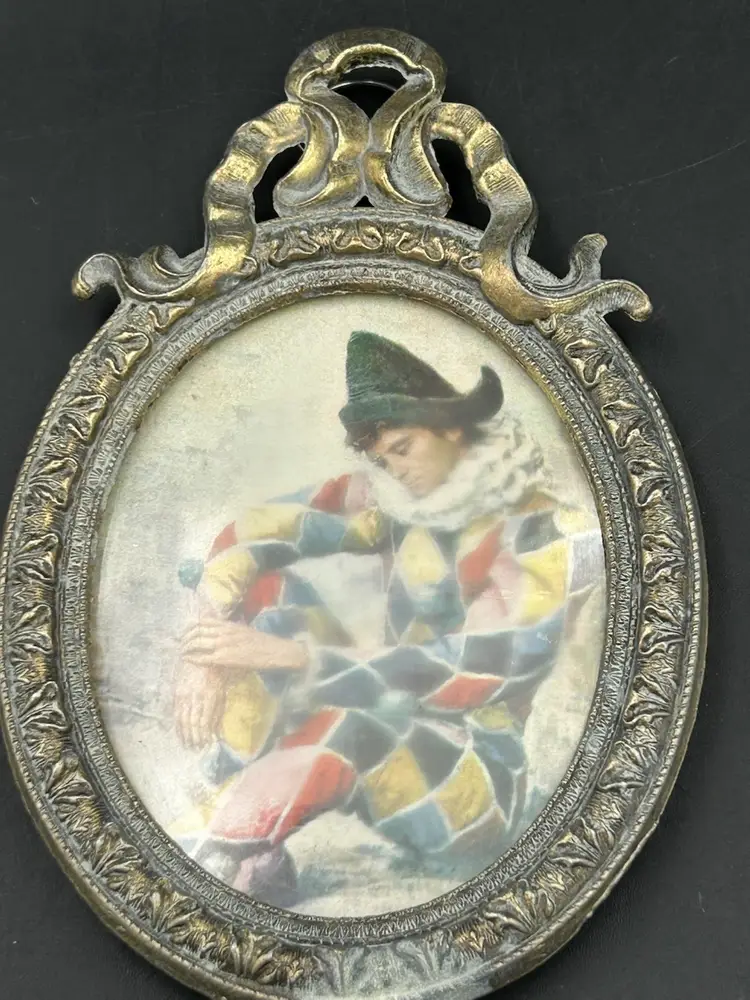 Vintage Oval Ornate Brass Picture Frame, Italy 5”