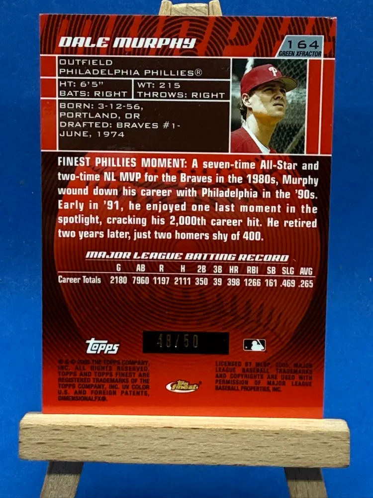 2005 Topps Finest Dale Murphy Green X-Fractor /50 Philadelphia Phillies