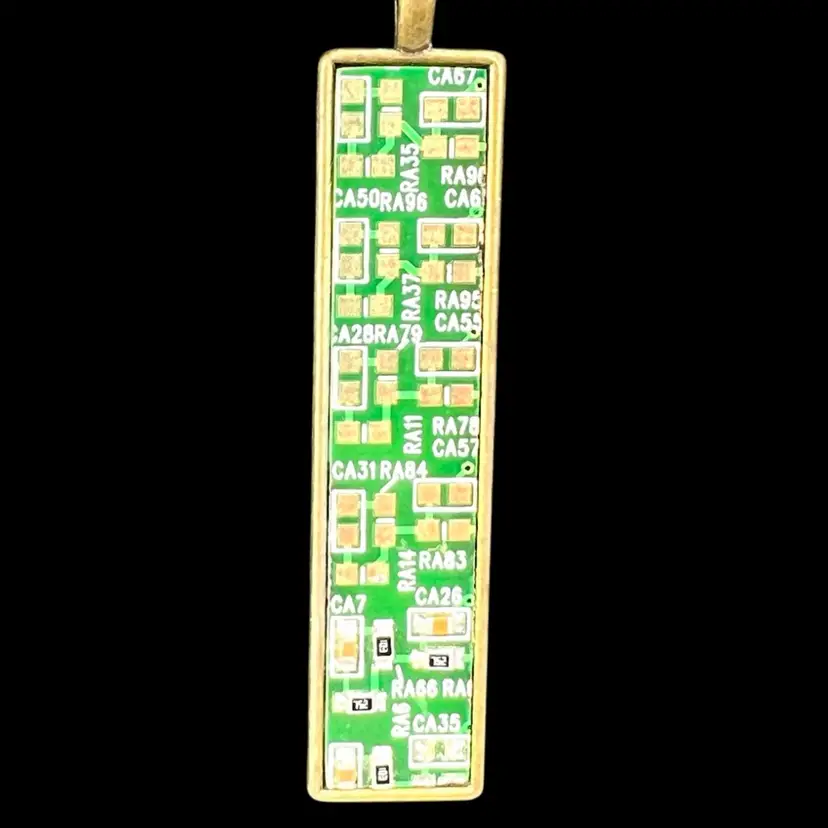 Reinvented Green Circuitboard with Gold Contacts Necklace. Handmade By Me 🫶