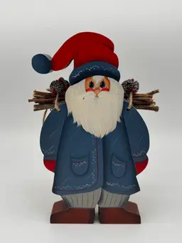 VTG SANTA Wood Folk Art Christmas Sweden Free Standing Bundle Of Sticks