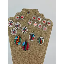 Qty 20 Mosaic Gemstone & Mother of Pearl Pendants