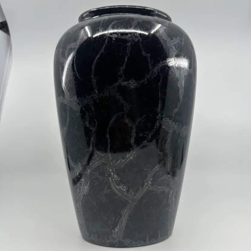 Mid-Century Modern Scheurich West Germany Art Pottery Vase 504-30 Black Silver