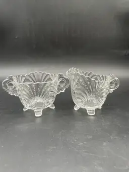 Vintage Cambridge Caprice Clear Glass Creamer & Sugar Set