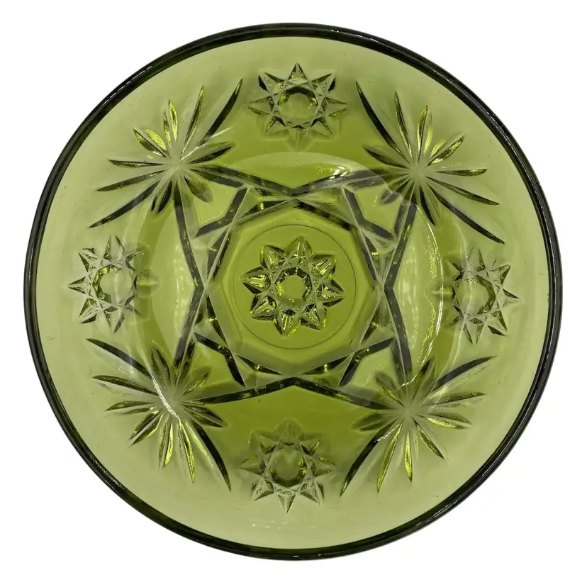 Vintage Anchor Hocking, Prescut Green Pattern, 5.5" Dessert/Fruit Bowl