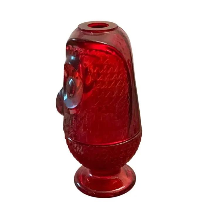 Viking 2-piece Ruby Red Owl Glimmer Fairy Lamp 7” X 3 1/4” Glows