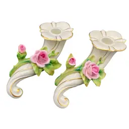 Pair of Gerold Porzellan, Bavaria, Germany (1937-1949) Porcelain Candle Holders