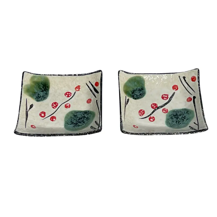 Enamel Trinket Dish Pair Sauce Dip Condiment Bowl