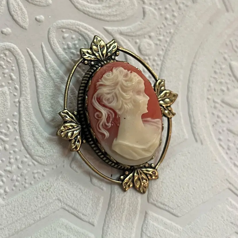 #J52 - Vintage Resin Cameo Brooch
