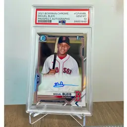 Miguel Bleis (Boston Red Sox) 2021 Bowman Chrome Prospect Autographs 1st Bowman PSA Gem Mint 10