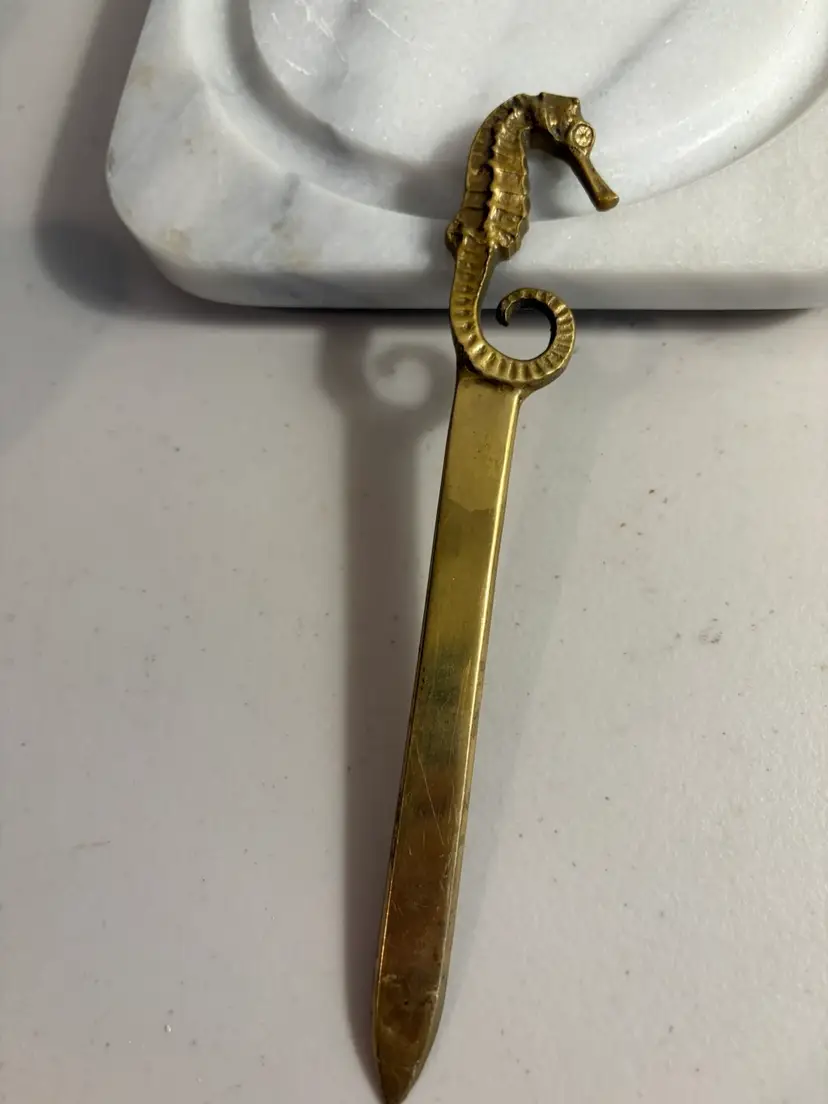 Solid Brass Seahorse Letter Opener Office Desk