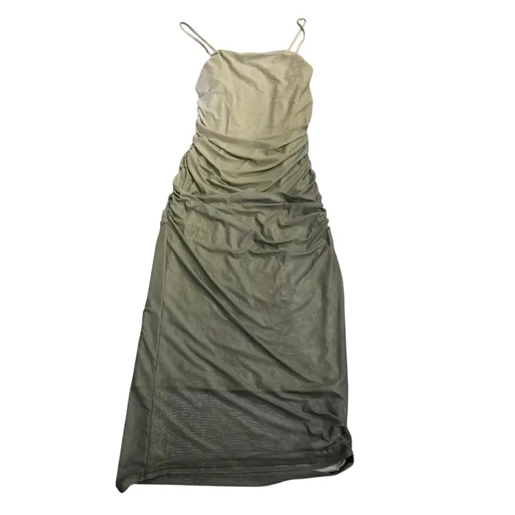 CIDER Formal Dresses Sz L Ombre Green Wedding Guest Ruched Summer Maxi Dress